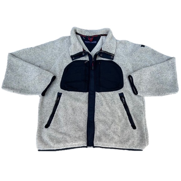Vintage Tommy Hilfiger Beige Mountain Rescue Fleece Zip Up Fleece Sweater - Picture 1 of 13
